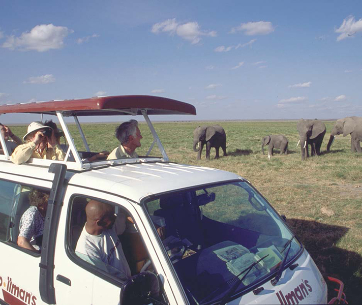The pop-up roof of safari minivan...
