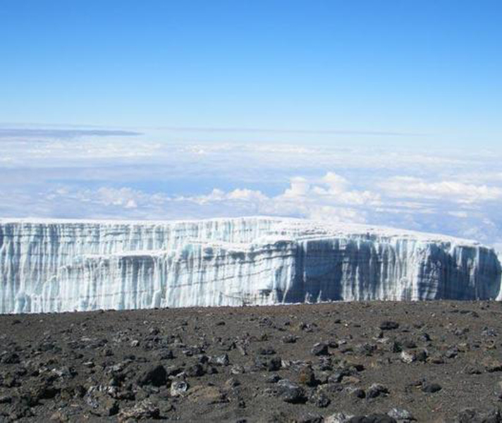 The glacier at the top is quite a startling sight.