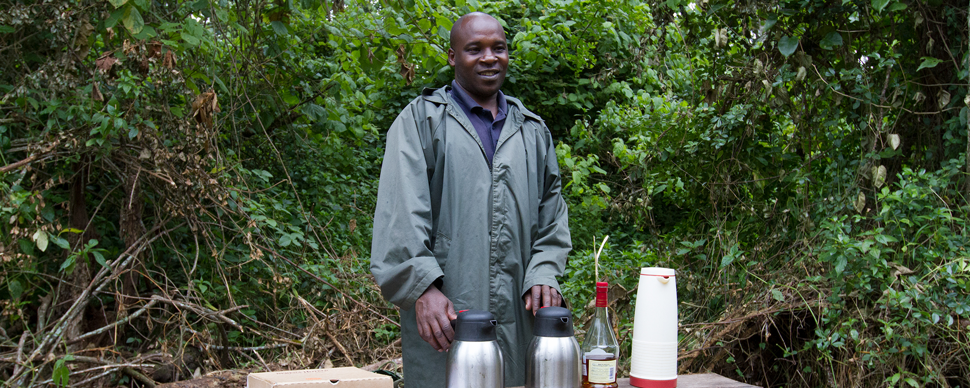 Our waiter was very pleased to surprise us in the forest with hot tea & delicious biscuits.