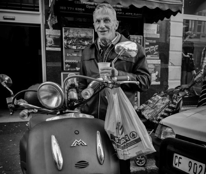 ‘I actually crossed Long Street to take this man’s photo. I was drawn to the scooter and the background – it’s just such a typical Long Street scene.’