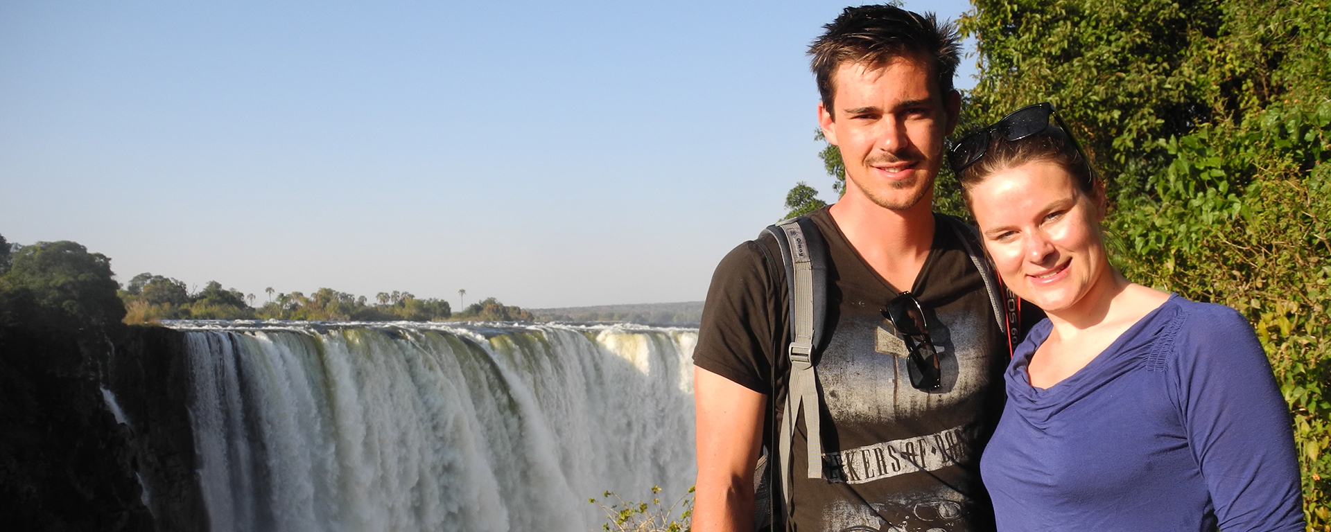 Nicholas & Tessa at Mosi-oa-Tunya, Victoria Falls