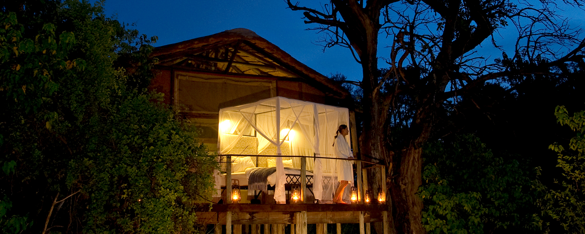 Have a deck all to yourselves at Baines' Camp, one of the most romantic camps in the Okavango Delta.