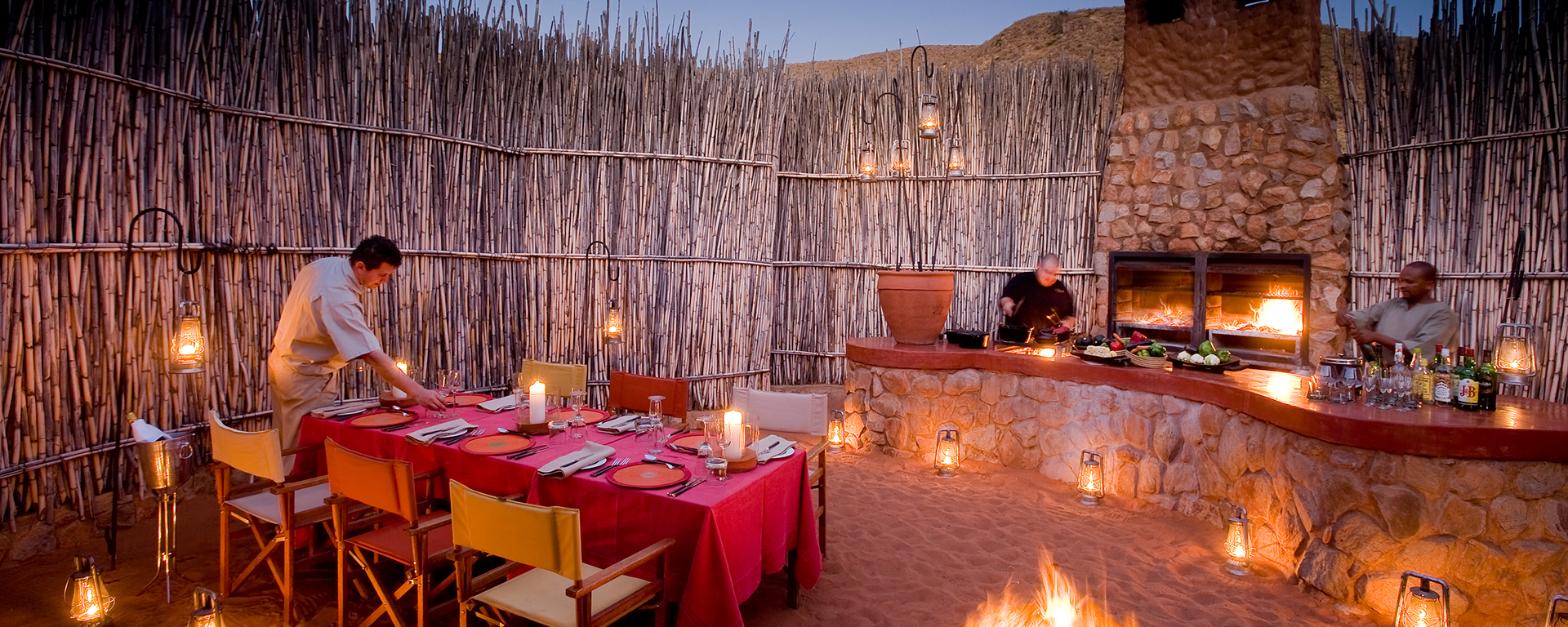 The boma at Tarkuni, Tswalu's exclusive safari villa that sleeps up to 10 guests - it's ideal for families.