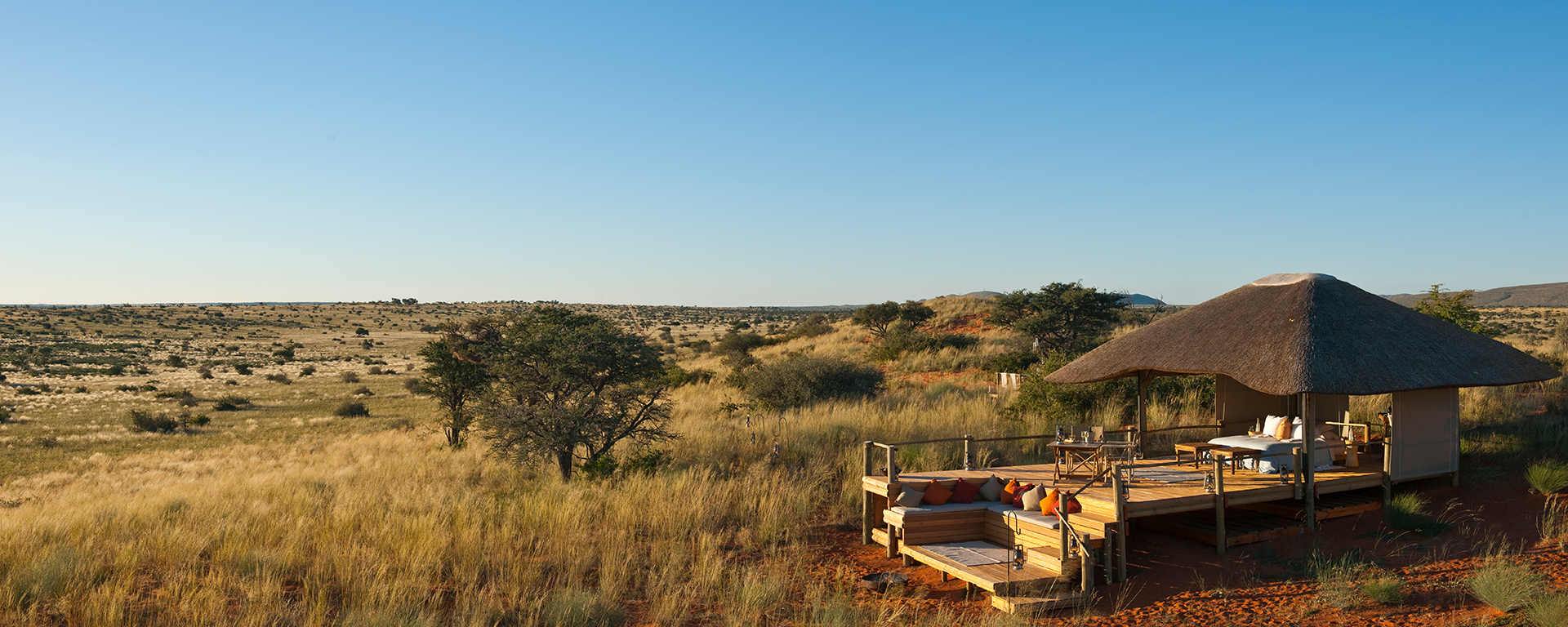 Malori is Tswalu's private sleepout deck. It comes complete with an uninterrupted view of the Kalahari savannah.