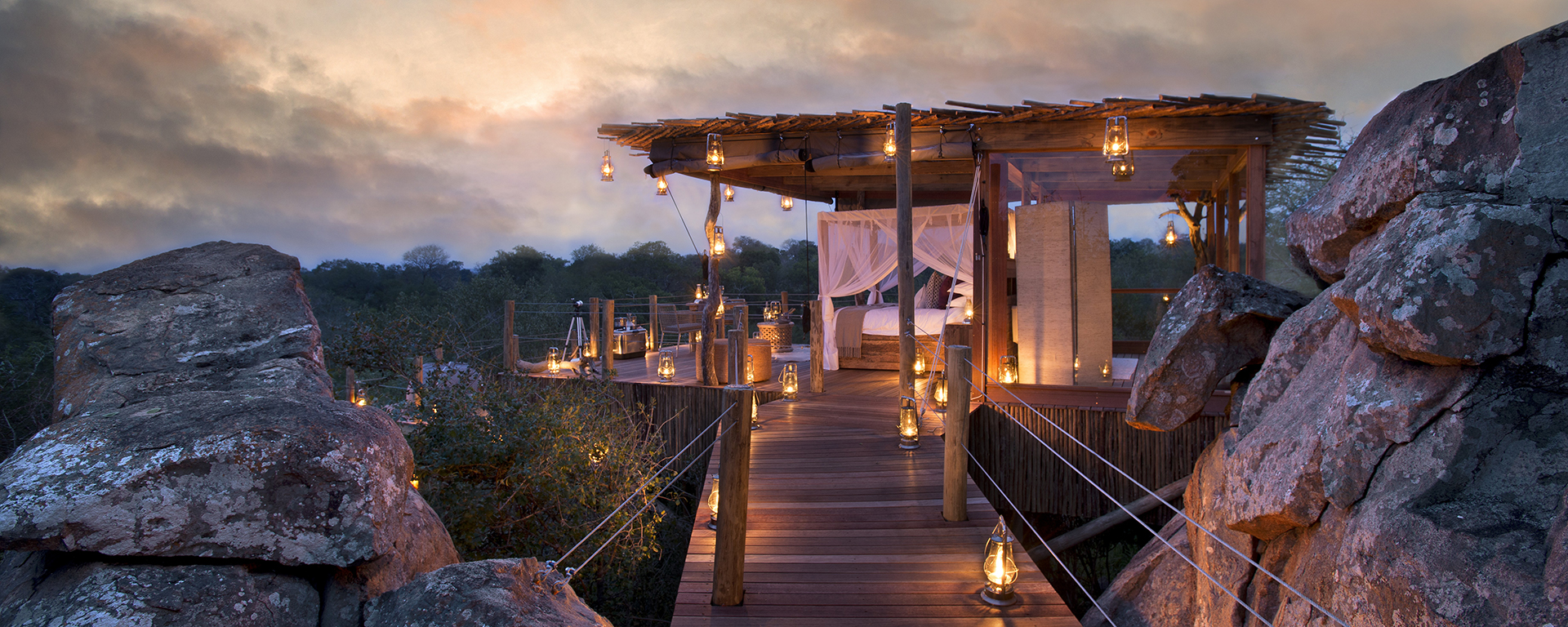 Set among huge boulders & above the tree canopy, the Lion Sands tree houses are as luxurious as their suites.