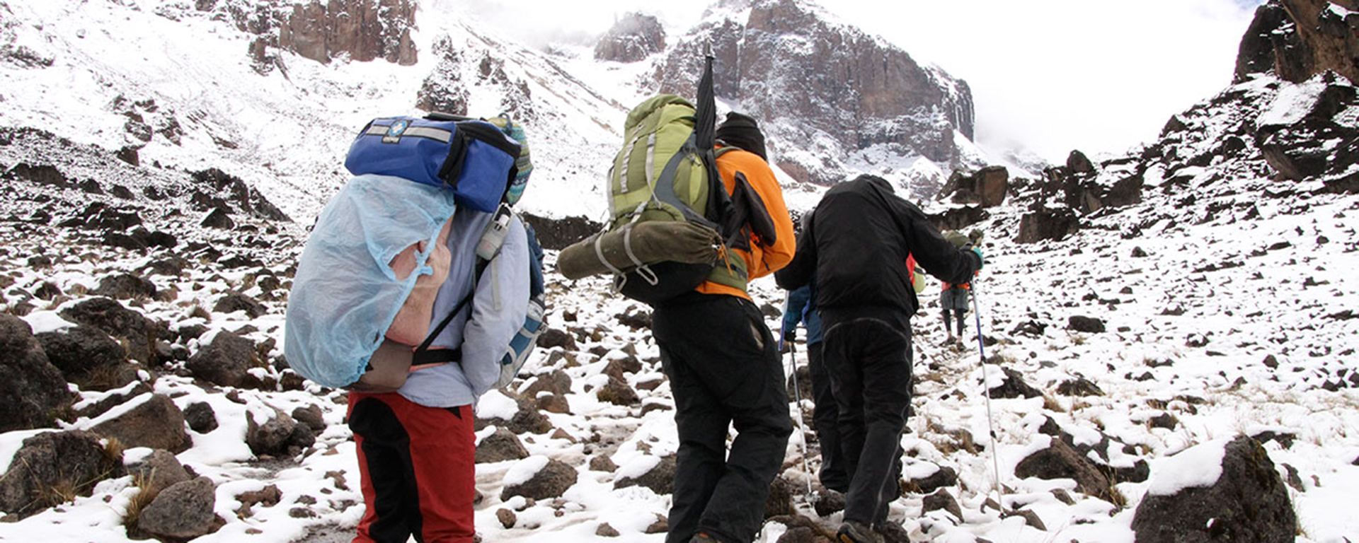 Depending on the route & time of year, you may climb through shallow snow.