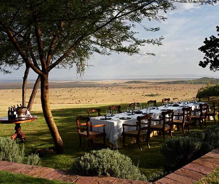 Enjoy private or group dining at Singita Sasakwa Lodge in Tanzania.