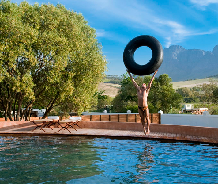 While the swimming pool might remind you of an old-fashioned farm dam, the gym has up-to-date fitness machines.