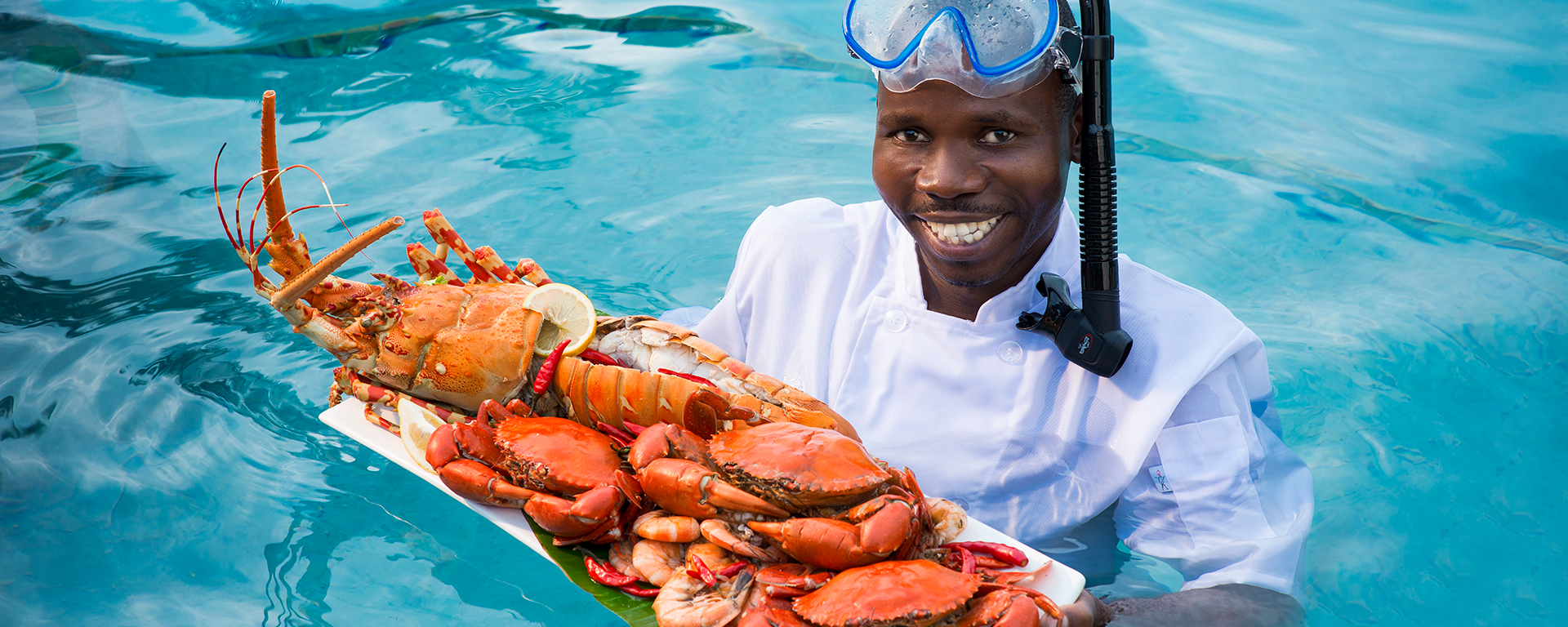 Surf-fresh seafood is one of the highlights at Benguerra Island Lodge.