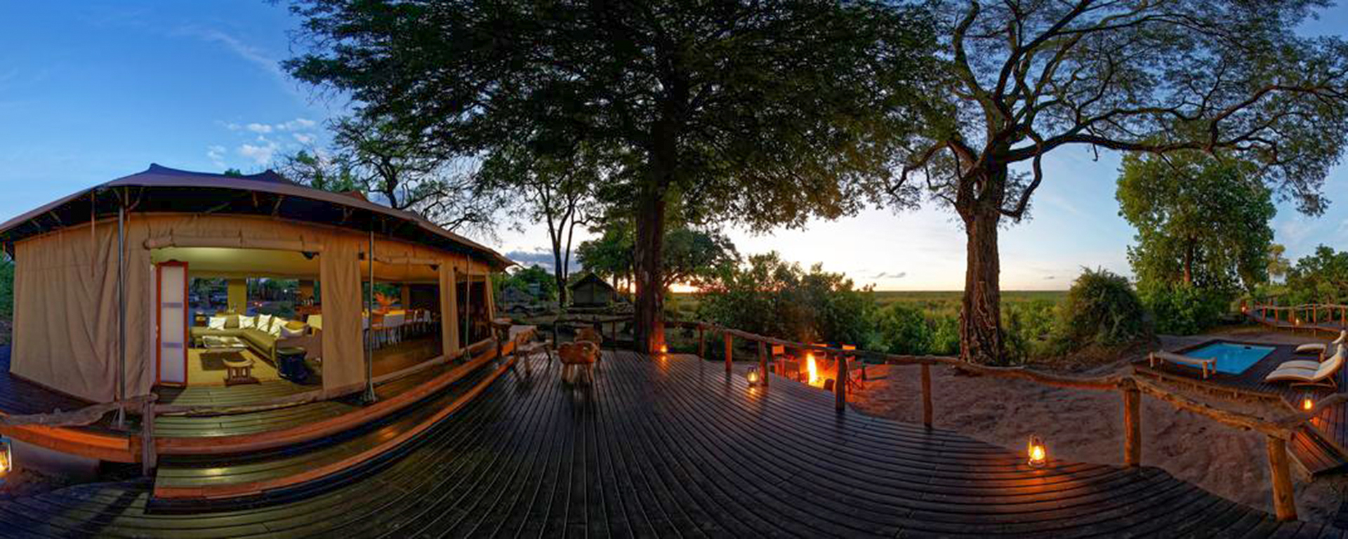 Linyanti Ebony is within walking distance to Linyanti Bush Camp, and has three tents with lovely outdoor decks, one of which is a 2-bedroom family unit.