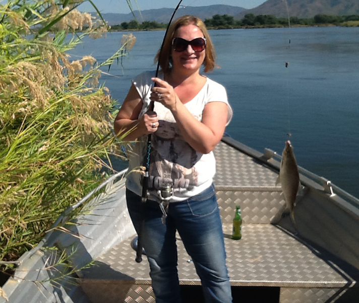 The one that didn't get away: Anza's bream caught at Kasaka River Lodge.