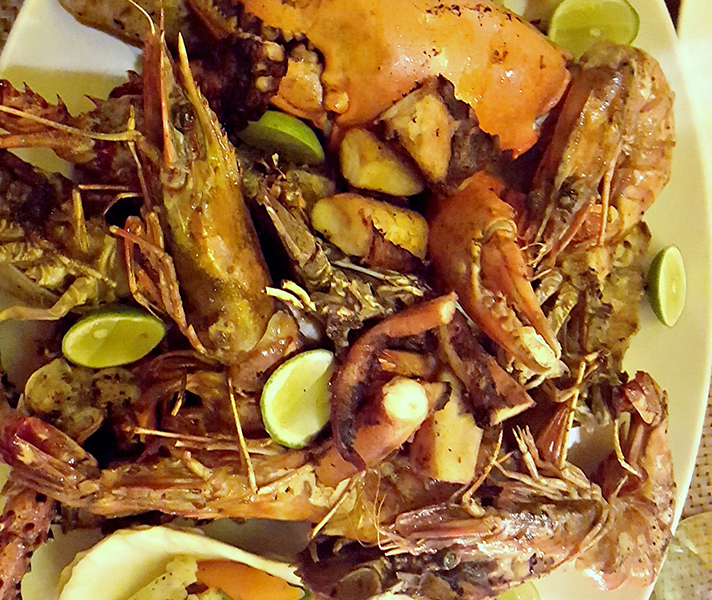 A feast of seafood enjoyed in Stone Town...