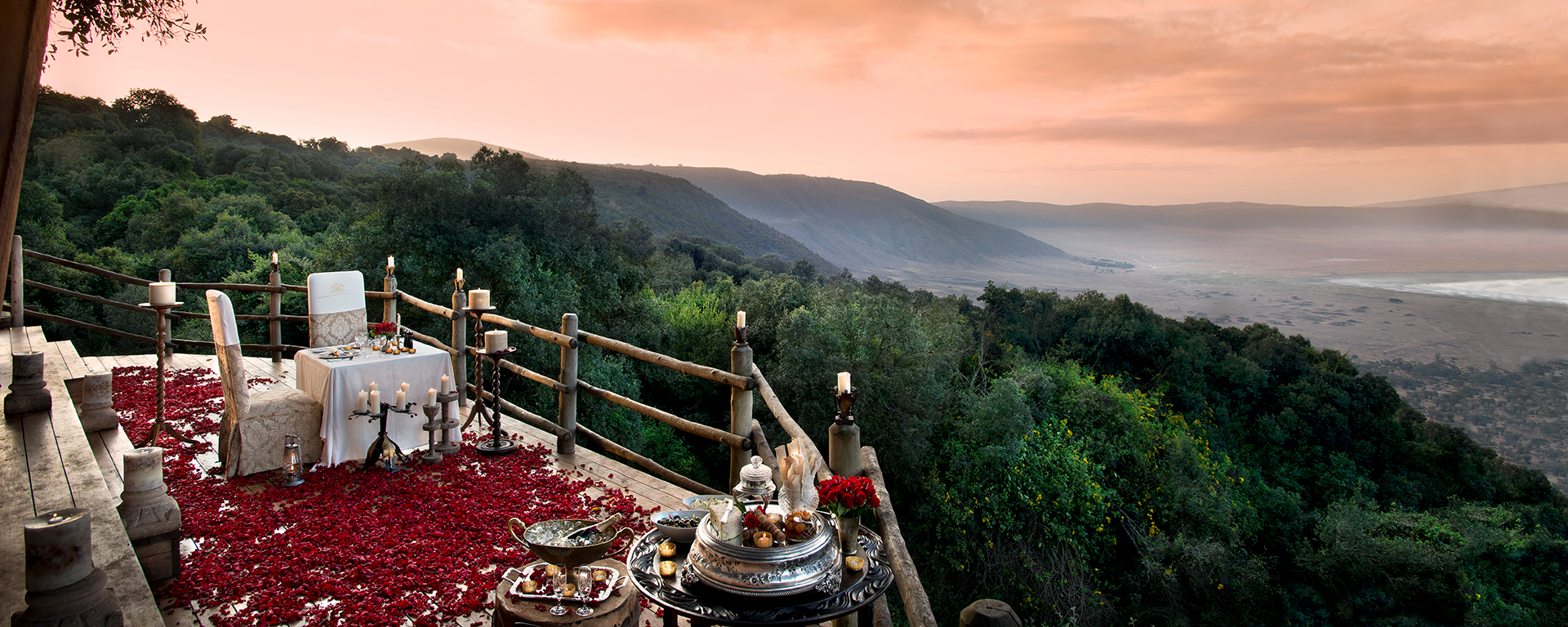 Opulent Ngorongoro Crater Lodge, which is perched on the edge of the Crater, makes an utterly romantic setting for a small wedding.