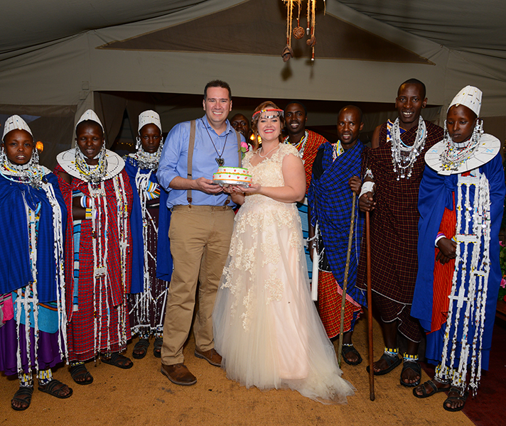 Our clients loved their intimate ceremony at Asanja Africa Camp where Jen wore a traditional Maasai marriage headpiece.