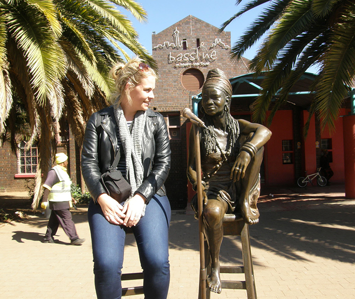 ...and sharing a tune in Newtown with Brenda Fassie, one of South Africa's most forceful and best-known popstars.