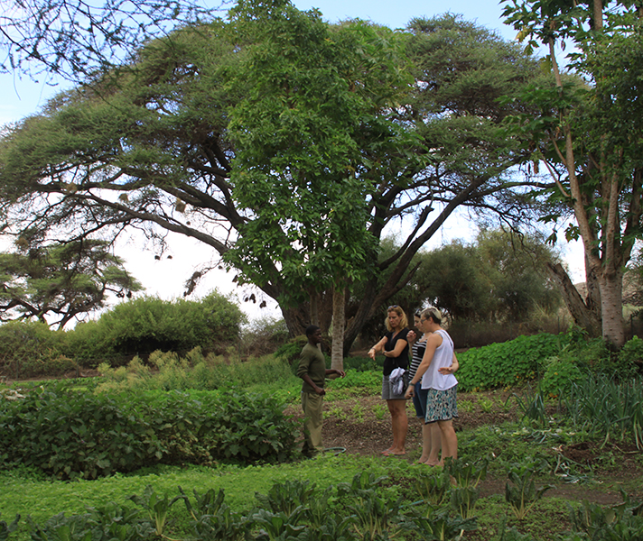 Tracy, Emma and Bonita tour it with the head gardener.