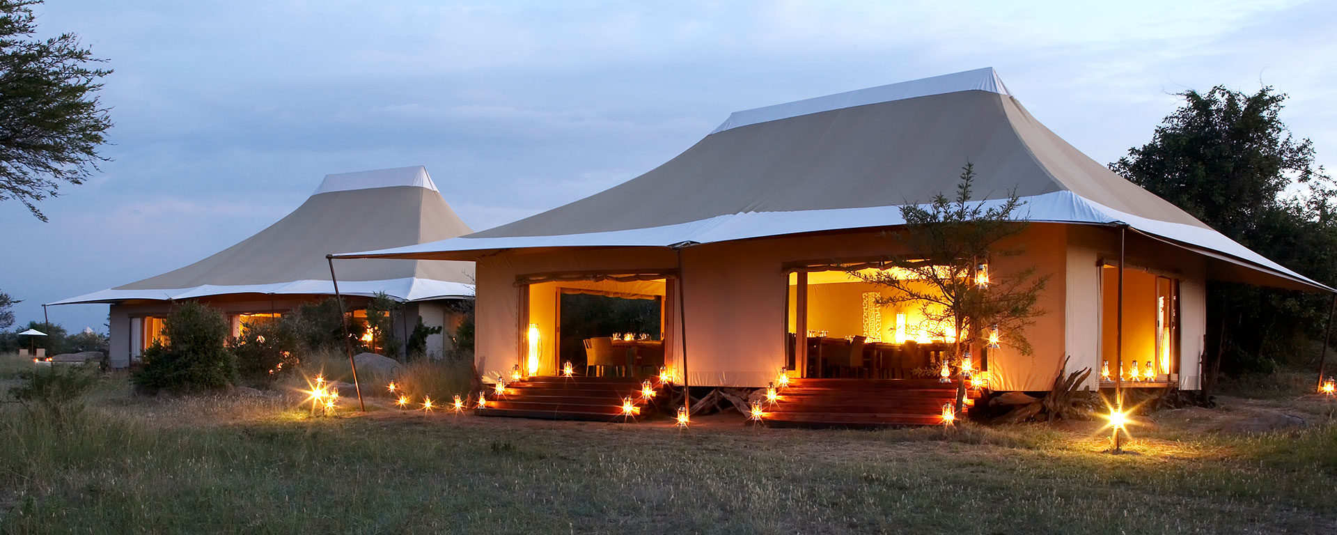 Sayari Camp in the northern Serengeti has front-row seats to the Great Wildebeest Migration when the herds cross from Tanzania to Kenya, not to mention little extras like huge bathtubs and fun archery lessons.