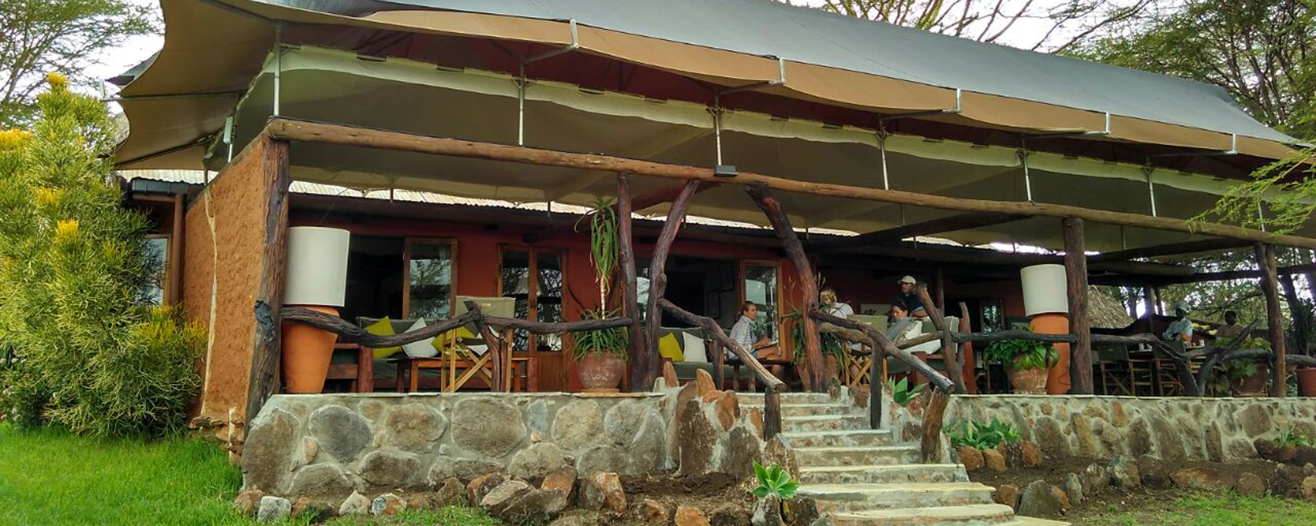 Go2Africans Rikke, Tracy and Liesel enjoying lunch at Lewa Safari Camp. Expect Italian cold meats, delicious pastas, fresh salads and homemade bread.