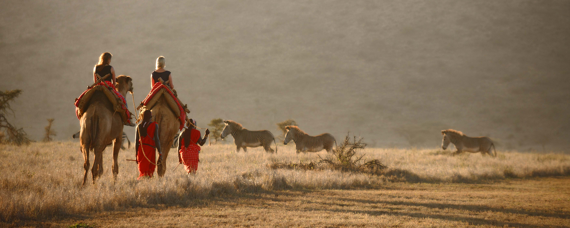 An idyllic camel trek at Lewa Safari Camp seems to hark back to the days of the European explorers.
