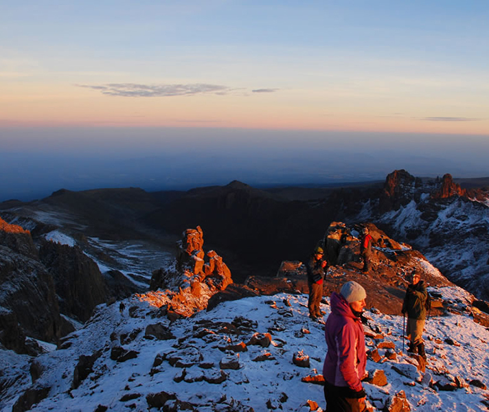 Mount Kenya at dawn as seen from Segera Retreat – Kenya’s second highest peak after Kilimanjaro rises just under 5 200 metres or 17 000 feet.
