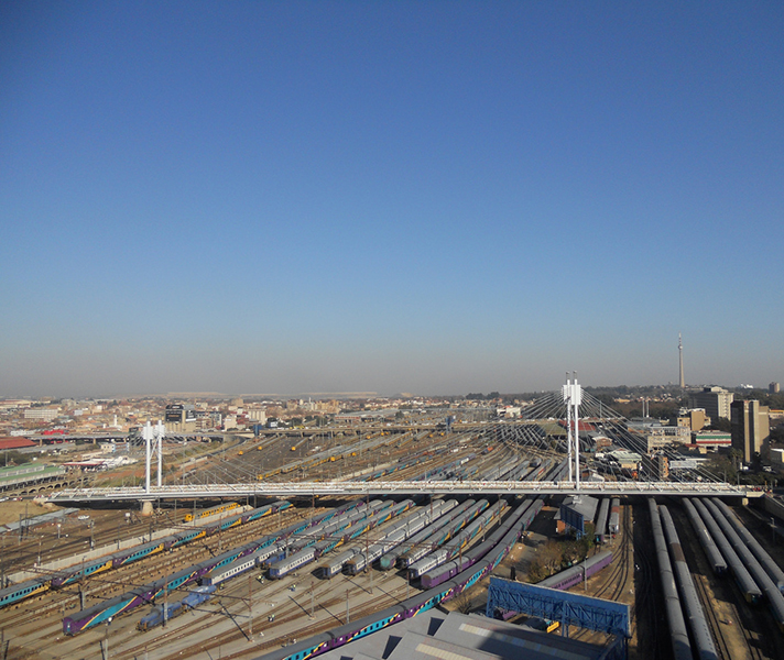 Nelson Mandela Bridge in Newtown spans more than 10 railway tracks.