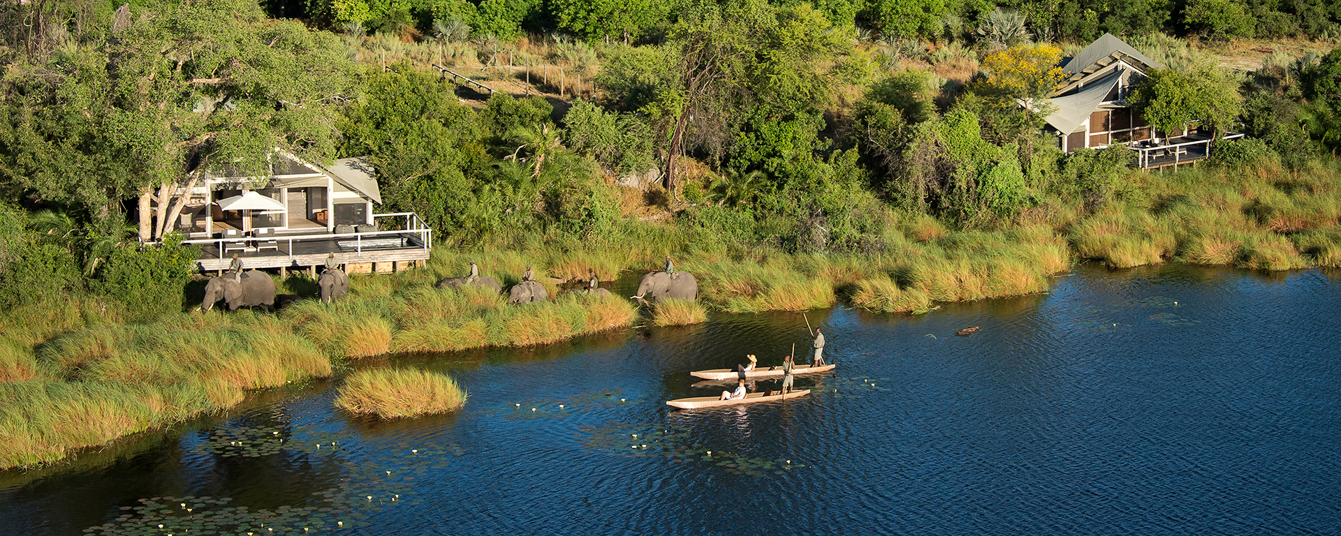 Interact with resident ellies or take a traditional mokoro ride through the flooded Delta at Abu Camp.