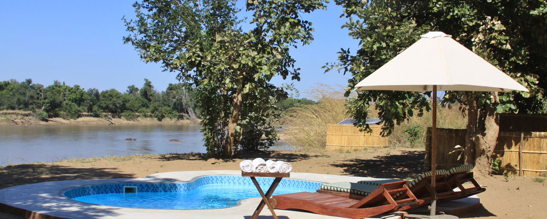 Some camps in this category will have small pools, like this one at Mchenja, but many don’t.