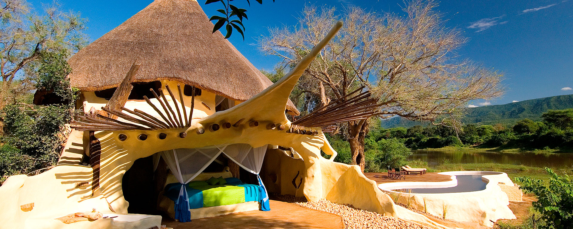 Chongwe River House is like nothing you’ve ever seen before. There are no straight lines and every bedroom opens up onto river views.
