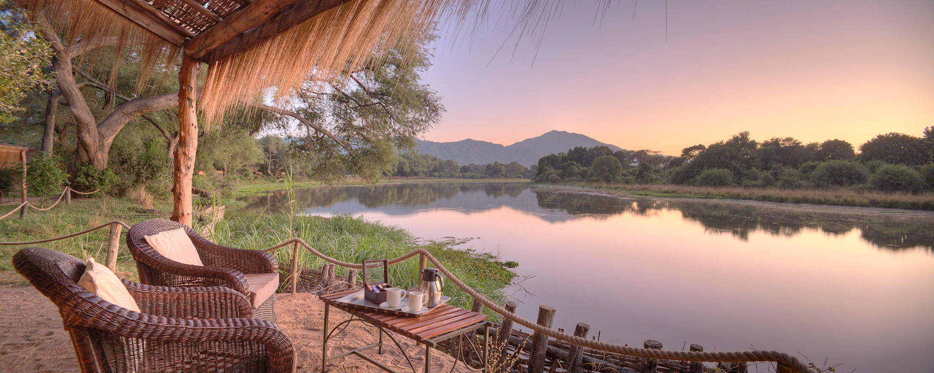 Savour the exquisite view over the river with a fresh cup of coffee or tea at Chongwe.