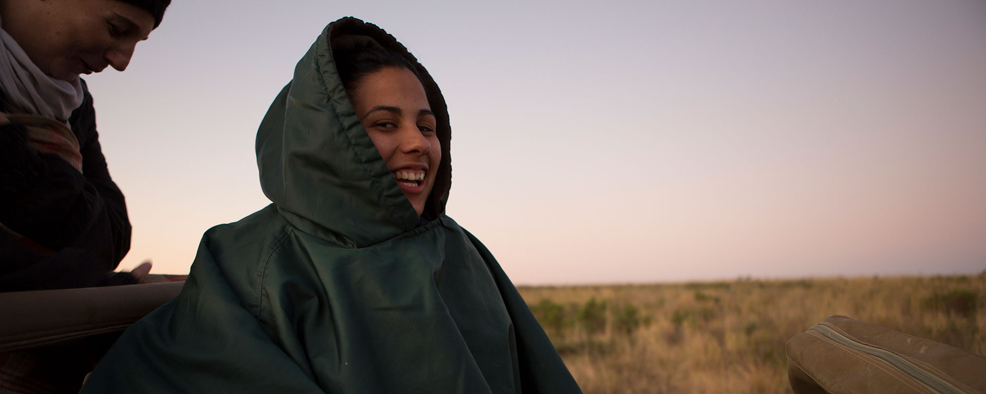 Africa gets cold – just ask Go2Africa Lee-Anne who got cosy returning to the lodge in the evening after the afternoon game drive.