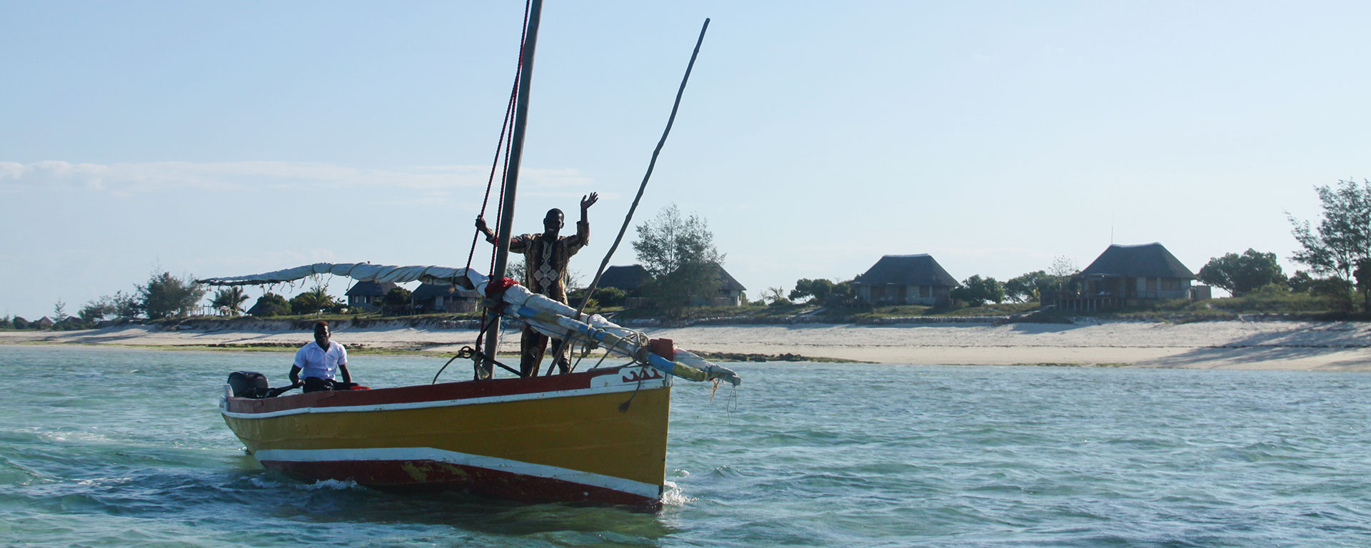 The suites at Coral Lodge are dotted along the beach… you arrive by dhow and walk through the water onto the soft sand.
