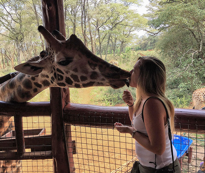 Another favourite was a day spent in Nairobi where we visited the Giraffe Centre and I had the opportunity to steal a kiss from a giraffe!