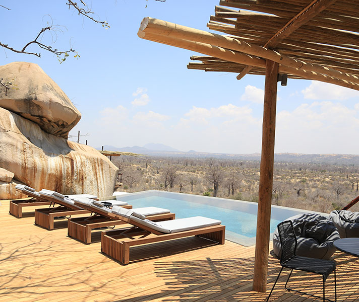 The modern design and landscape come together effortlessly at Jabali Ridge. The pool overlooks the plains with wildlife often coming up close.