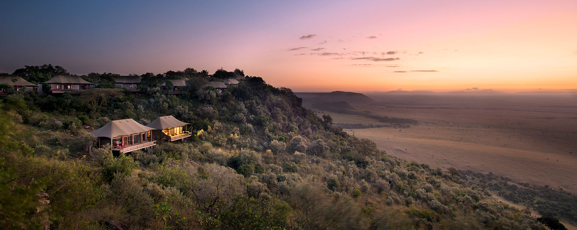 Angama Mara is among Kenya’s most luxurious accommodation and has sweeping views from the escarpment over the plains.
