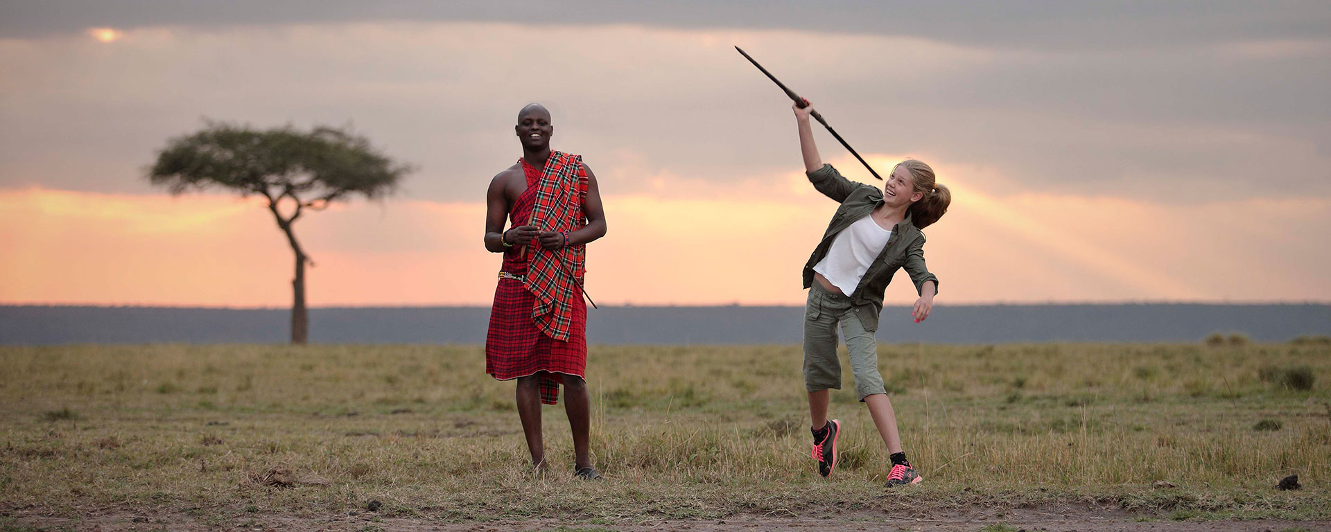 Learning to throw a traditional Maasai spear at Elephant Pepper Camp on the Mara’s wide open plains.