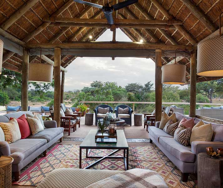 You can easily spot animals from the comfort of Thornybush's elevated main lounge.