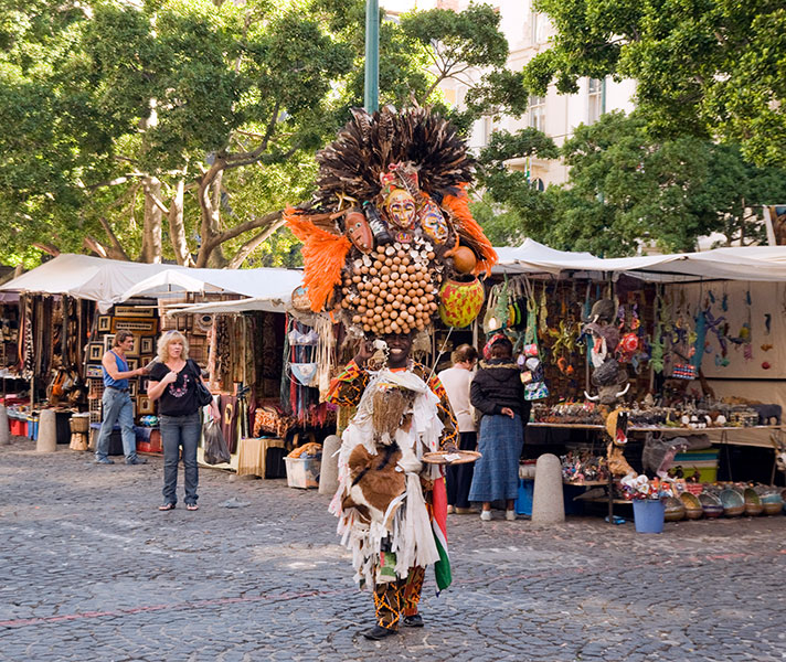 Historic Greenmarket Square is full of stalls selling African arts and crafts.