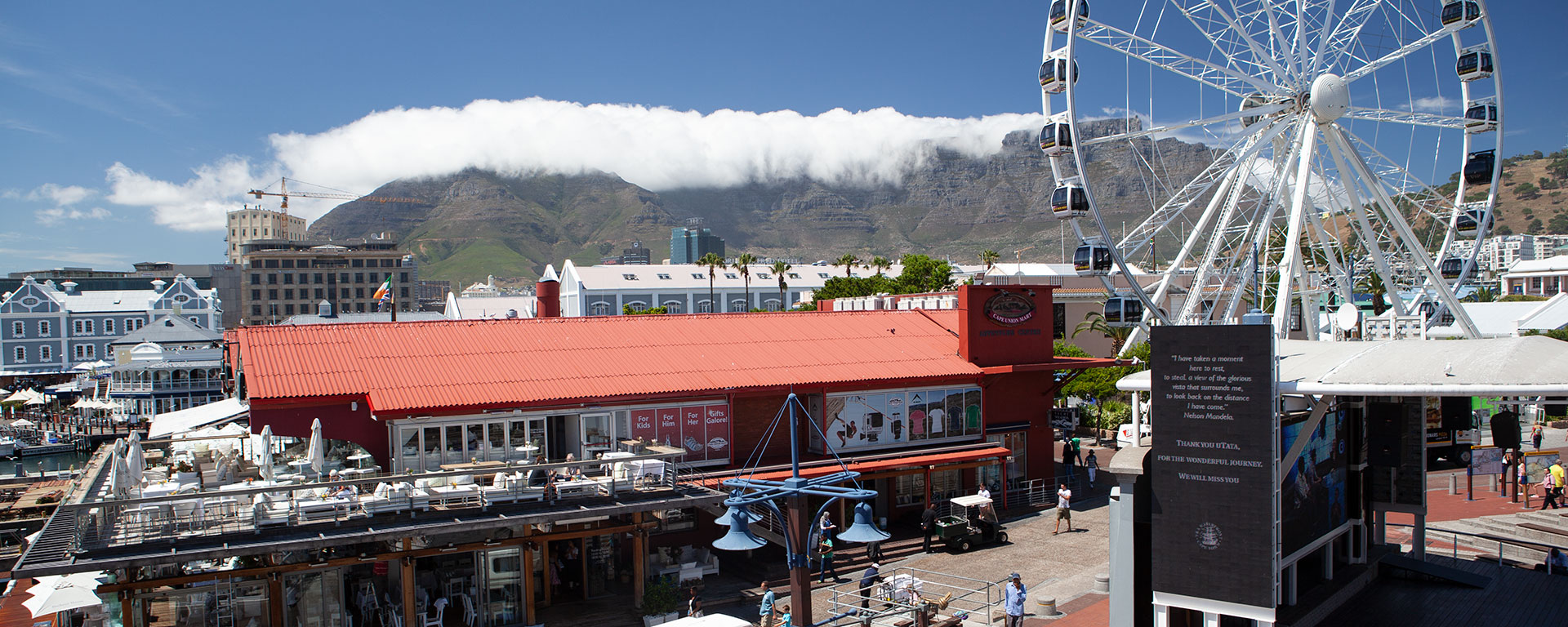 The V&A Waterfront has one the best views of Table Mountain, especially when it has its famous 'tablecloth' on.