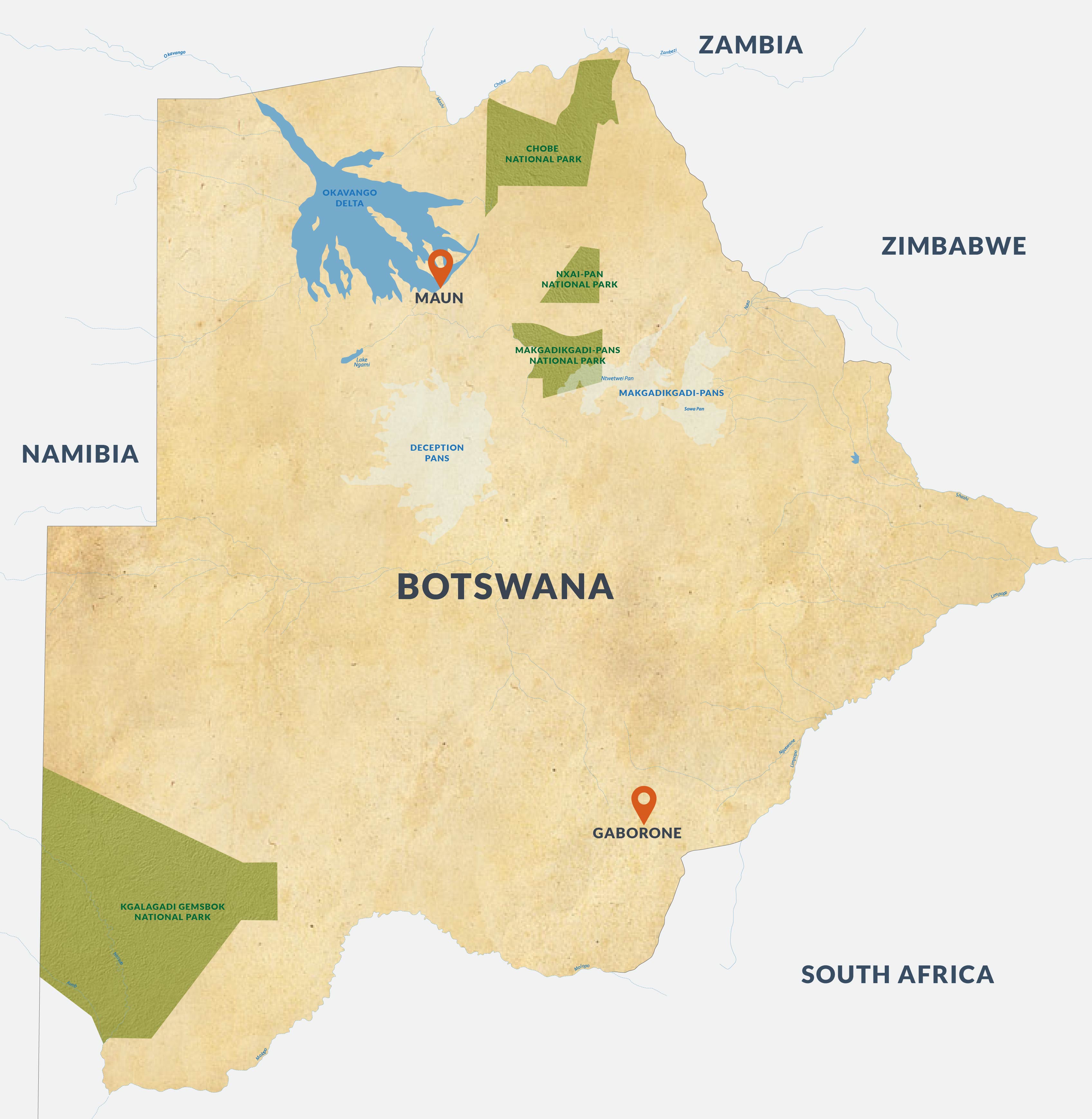 Map Of African Safari Botswana