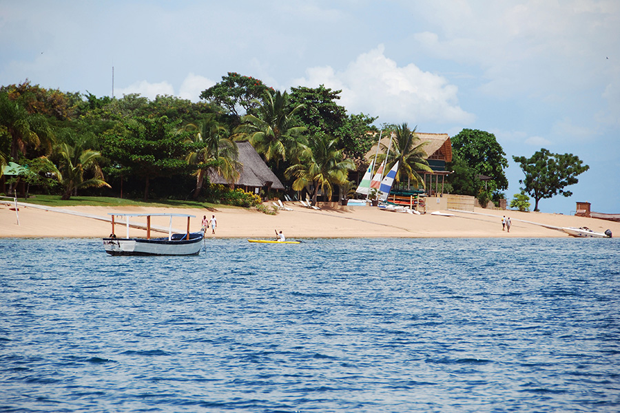 Tranquil water and pristine beach of Lake Malawi, Malawi.